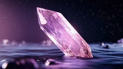 Obraz premium A glowing kunzite crystal emitting a soft pink radiance