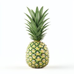Fototapeta premium Fresh and vibrant pineapple with lush green leaves, perfect for summer themes and tropical recipes.