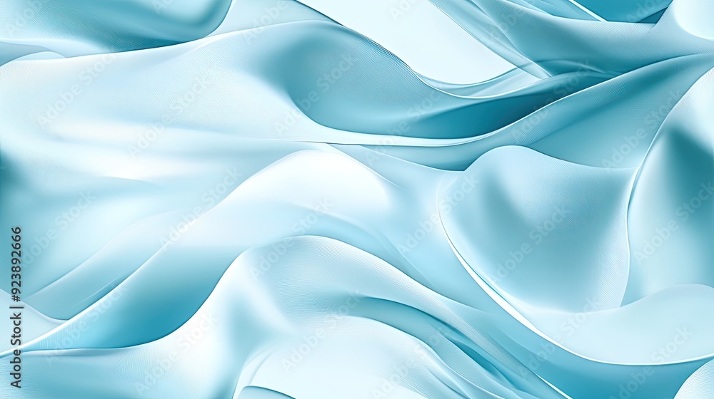 Poster the design features graceful waves of white and blue with a textured appearance, creating a calming 