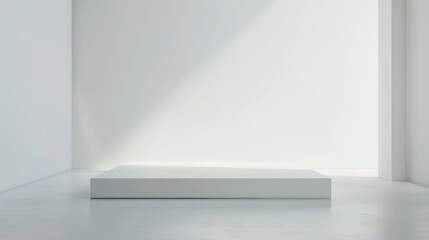 Fototapeta premium Minimalist white room with soft lighting, providing a serene and spacious setting.