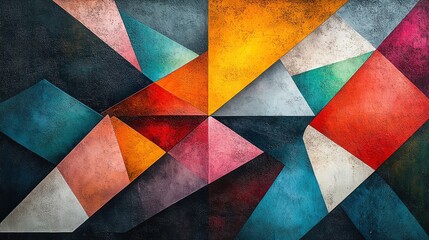 Fototapeta premium Colorful abstract geometric shapes create a vibrant composition, perfect for modern art enthusiasts and contemporary decorations.