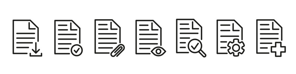 Obraz premium Document icon set. Paper icon.