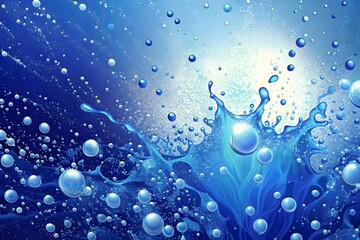 Vibrant Aquatic Splash Bubbles Water Reflection Blue Texture