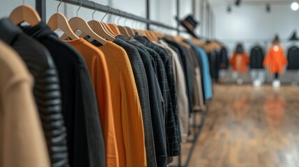 Fototapeta premium A wall of clothes with a variety of colors and styles