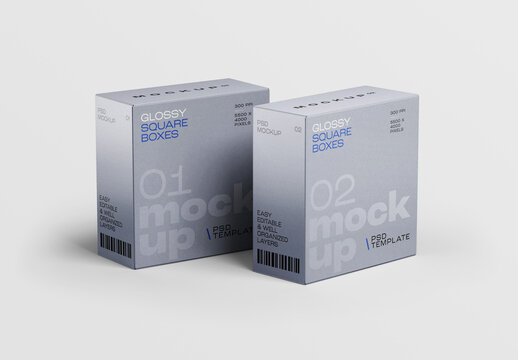 Glossy Square Box Mockup