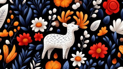 Pattern inspired by indigenous art, showcasing stylized nature and culture.