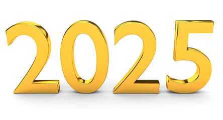 Number 2025. New year holiday concepts in golden color