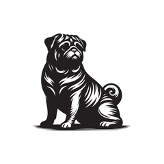Pug Dog Illustration silhouette vector