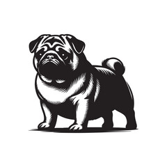 Pug Dog Illustration silhouette vector