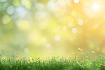 Obraz premium natural grass background with blurred bokeh and sun , ai