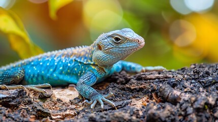 Fototapeta premium Colorful Lizard Resting on a Tree in a Natural Habitat