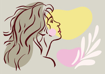 Line drawing woman . Modern Minimalist Style. Vector Illustration For Posters, t-shirts prints