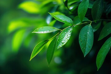 Nature of green leaf in garden at summer. Natural green leaves plants using as spring background cover page greenery environment ecology wallpaper , ai