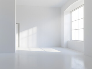 White abstract background with shadows with copy space. Neural network AI generated art