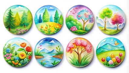 A Splash of Color: Watercolor Badges for Little Explorers  generative AI