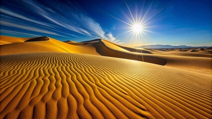 Naklejka premium Sun-Kissed Sand Dunes: A Symphony of Golden Hues generative AI