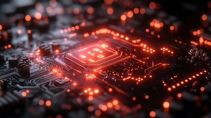 Fototapeta premium Abstract electronic circuit, tech digital background, computing system connectivity design 