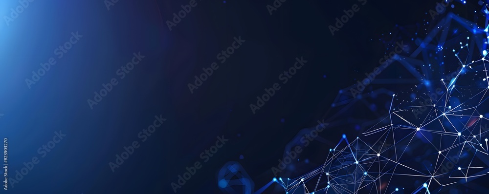 Poster abstract polygonal background with glowing lines and with particles technology background