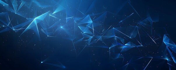 Abstract polygonal background with glowing lines and with particles technology background