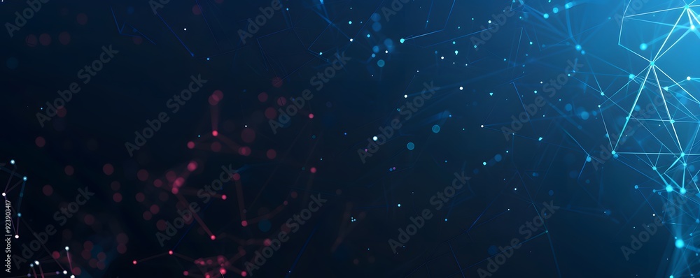 Poster abstract polygonal background with glowing lines and with particles technology background