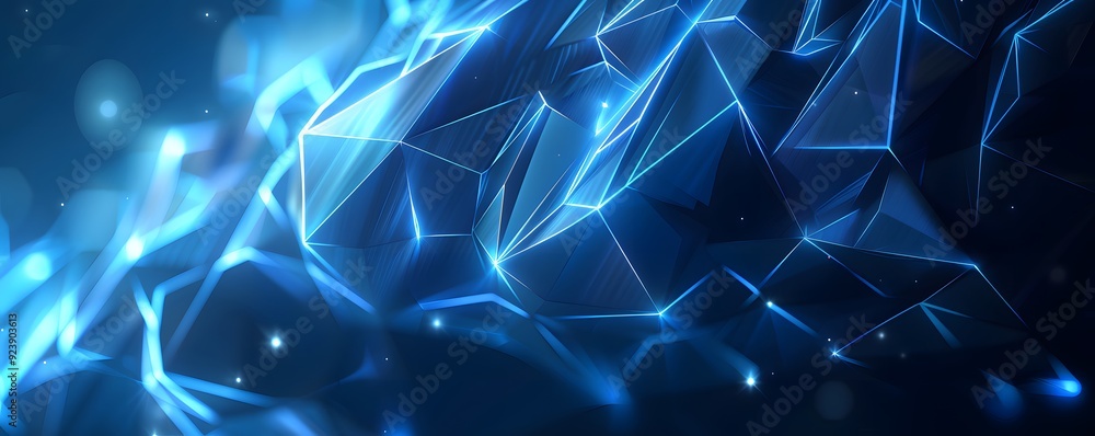 Aufkleber abstract polygonal background with glowing lines and with particles technology background