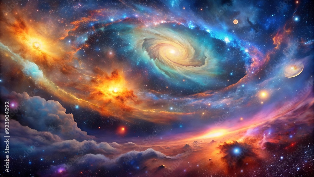 Poster celestial tapestry: a symphony of stardust and nebulae generative ai