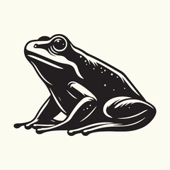 Frog line art Vector Illustration Black silhouette