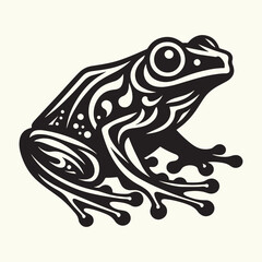 Frog line art Vector Illustration Black silhouette