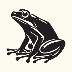 Frog line art Vector Illustration Black silhouette