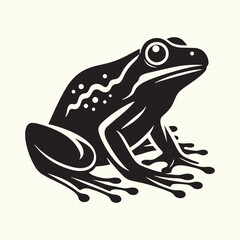 Frog line art Vector Illustration Black silhouette