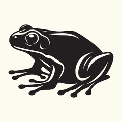 Frog line art Vector Illustration Black silhouette