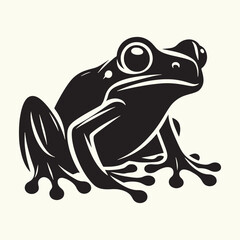Frog line art Vector Illustration Black silhouette