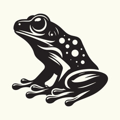 Frog line art Vector Illustration Black silhouette