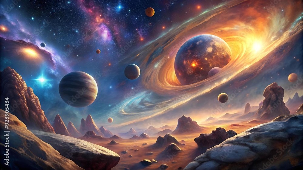 Canvas Prints celestial tapestry: a symphony of cosmic hues generative ai