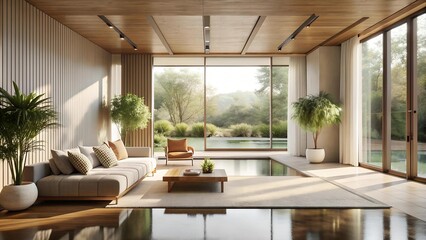 Minimalist Zen Retreat: A Modern Interior Design Concept  Generative AI