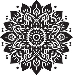 Mandala  Black and White Logo Vector art illustration Graphic – SVG Design.