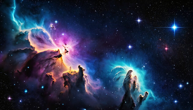 Fond astronomie cosmos univers n&eacute;buleuse &eacute;toile galaxie espace color&eacute;.