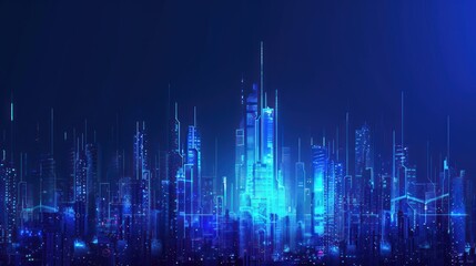 Fototapeta premium Cyberpunk Cityscape: Digital Glow in the Night