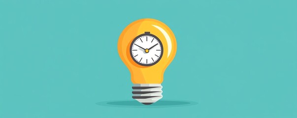 A creative light bulb design featuring a clock, symbolizing time management and innovative ideas on a vibrant background.