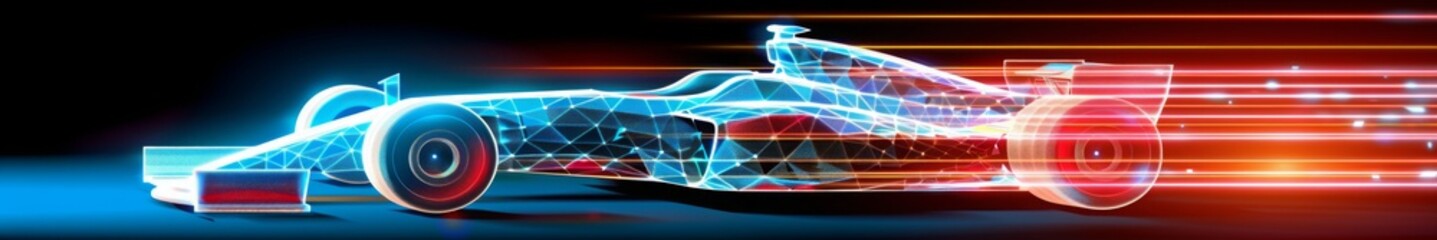 Racing Technology Concept. a high-tech Formula one 1 car in low poly wireframe design.