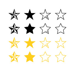 Star collection icons. Flat, silhouette and linear style. Vector icons.