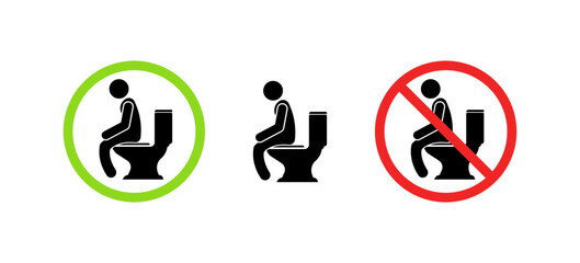 Rules for using the toilet signs collection icons. Flat and silhouette style. Vector icons.