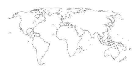 World map icon. Linear style. Vector icon.