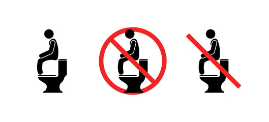 Rules for using the toilet signs collection icons. Flat and silhouette style. Vector icons.