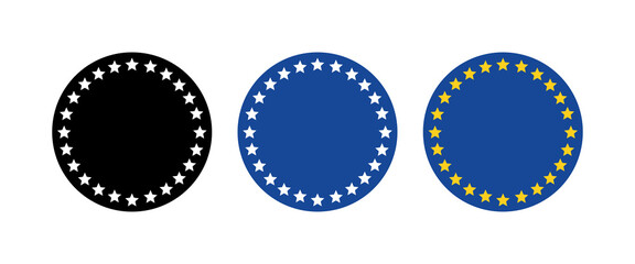 Europe flag set icons. Silhouette and flat style. Vector icons.