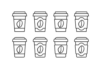 Coffee cup set icons. Linear style. Vector icons.