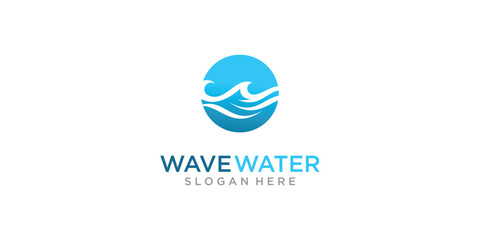 Creative wave water logo design with modern concept premium vector