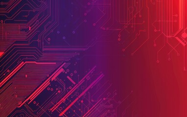 Abstract Circuitry Design in Red and Purple