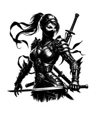 Obraz premium Samurai Ninja Woman
