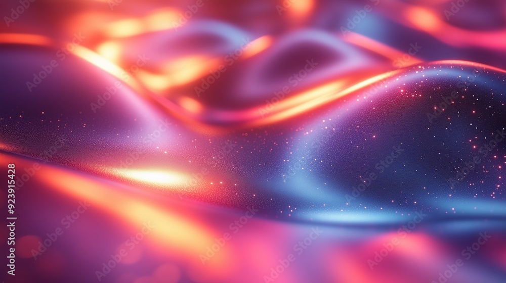 Poster colorful abstract waves with glowing light effect in a dark setting